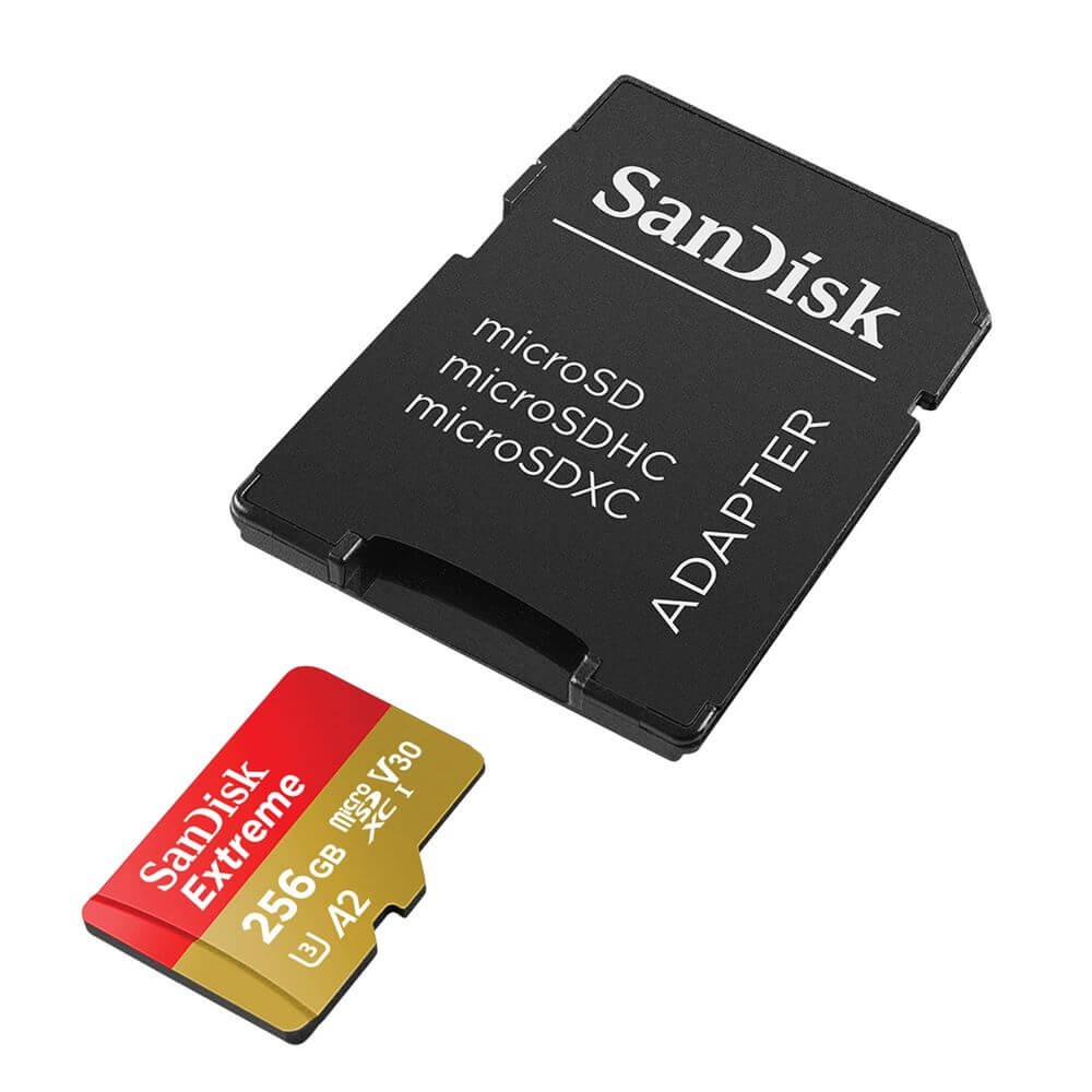 Cartão de Memória 256GB SanDisk Extreme MicroSDXC 190Mb/s UHS-I V30 U3 A2