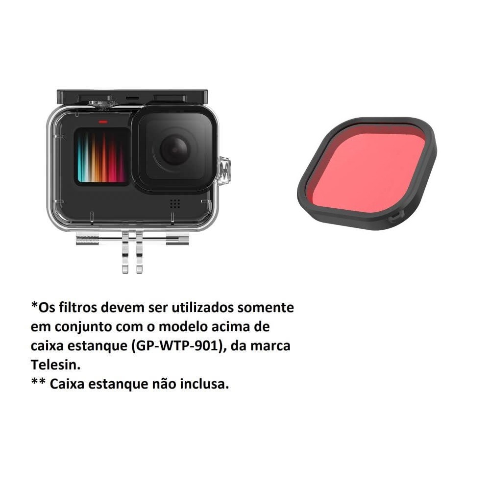Filtro Mergulho Snorkel Caixa Estanque da Marca Telesin para GoPro Hero 13 / 12 / 11 / 10 / 9 Black