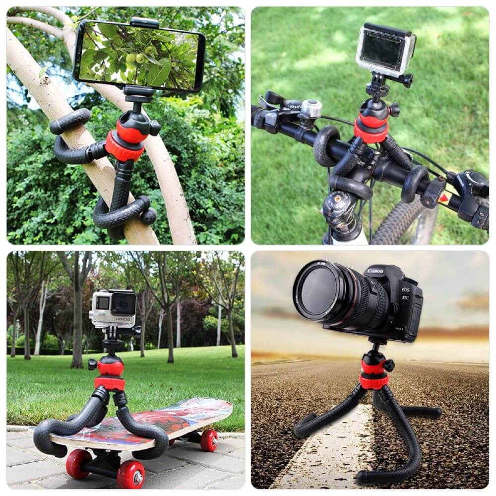Tripé para GoPro / Celular / Câmeras Compactas Octopus Flexível