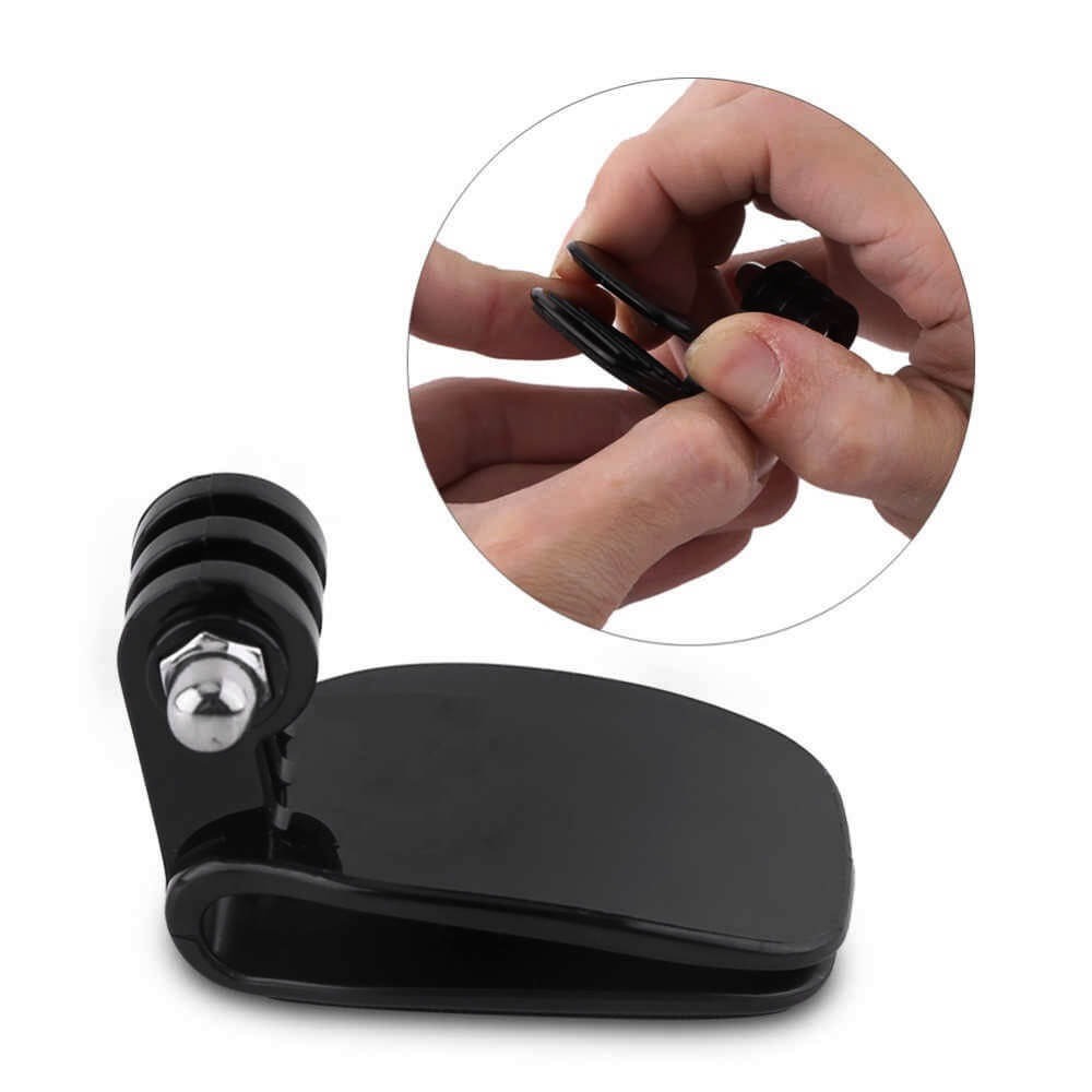 Suporte Clip Para GoPro e Câmeras Similares em Bonés e Alças de Mochila