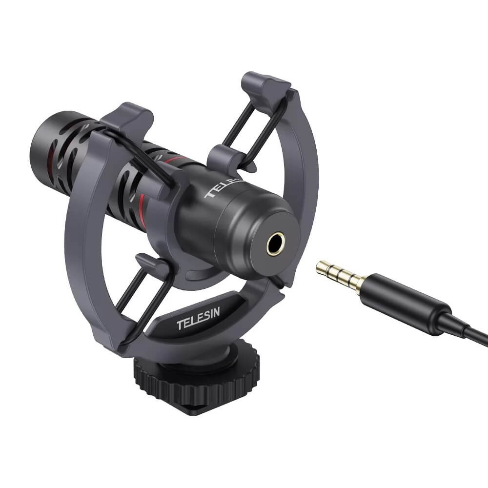 Microfone Externo Shotgun para Câmeras e Celulares - Telesin