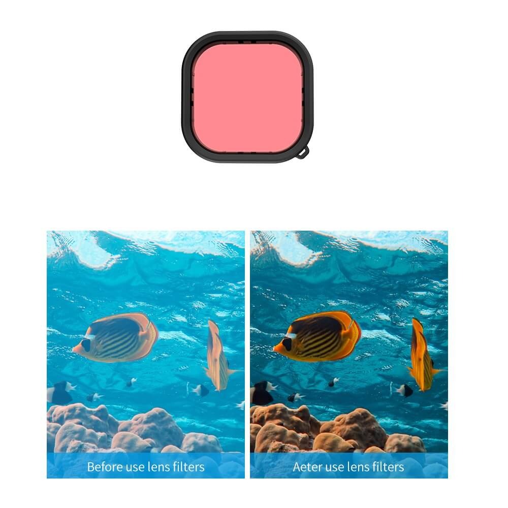 Filtro Mergulho Snorkel Caixa Estanque da Marca Telesin para GoPro Hero 13 / 12 / 11 / 10 / 9 Black