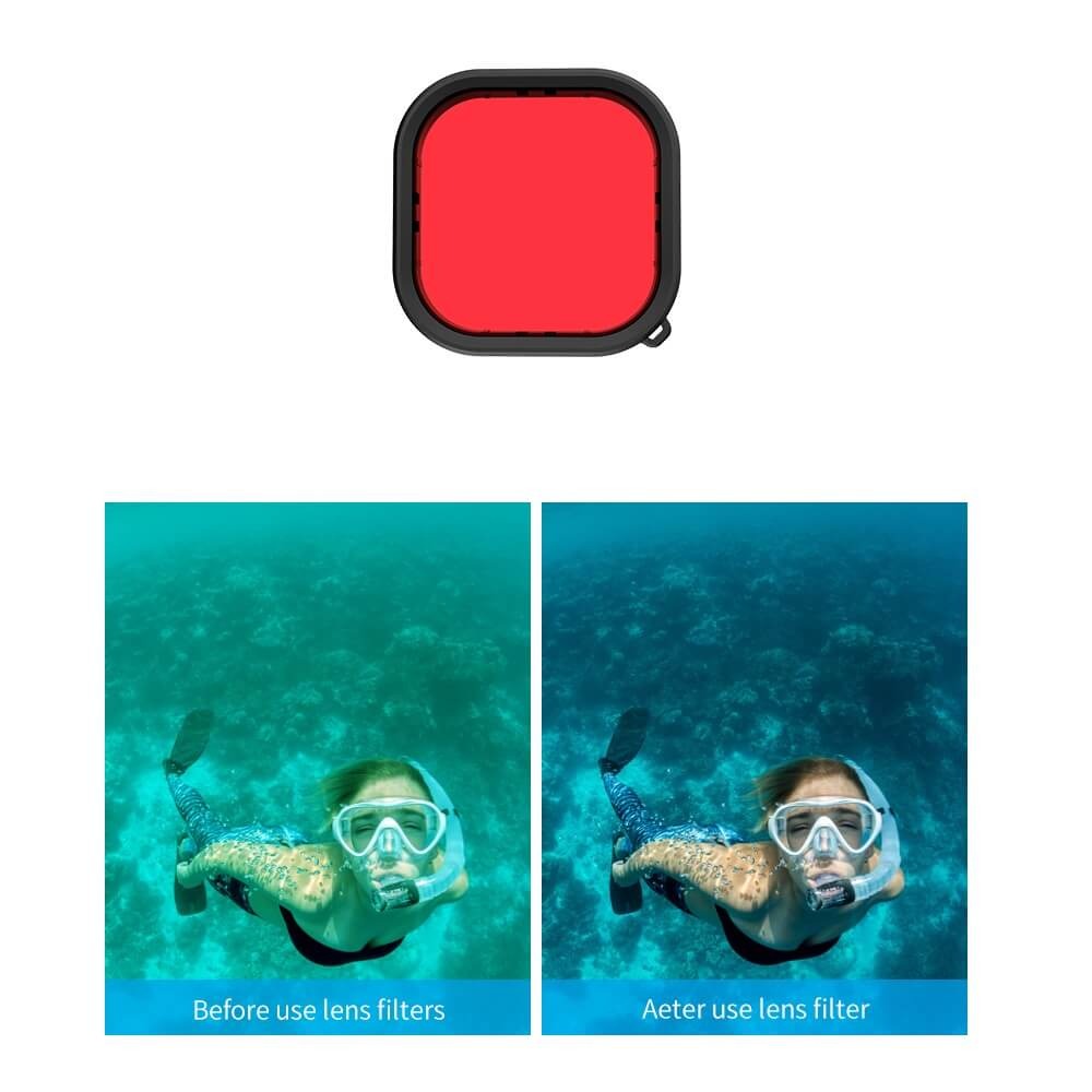 Kit Filtros de Mergulho para Caixa Estanque GoPro Hero 12 / 11 / 10 / 9 Black - Telesin