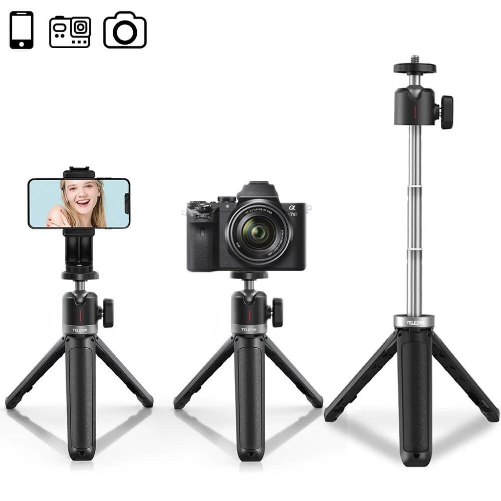 Mini Tripé e Bastão para Câmeras DSLR / Celular - Telesin
