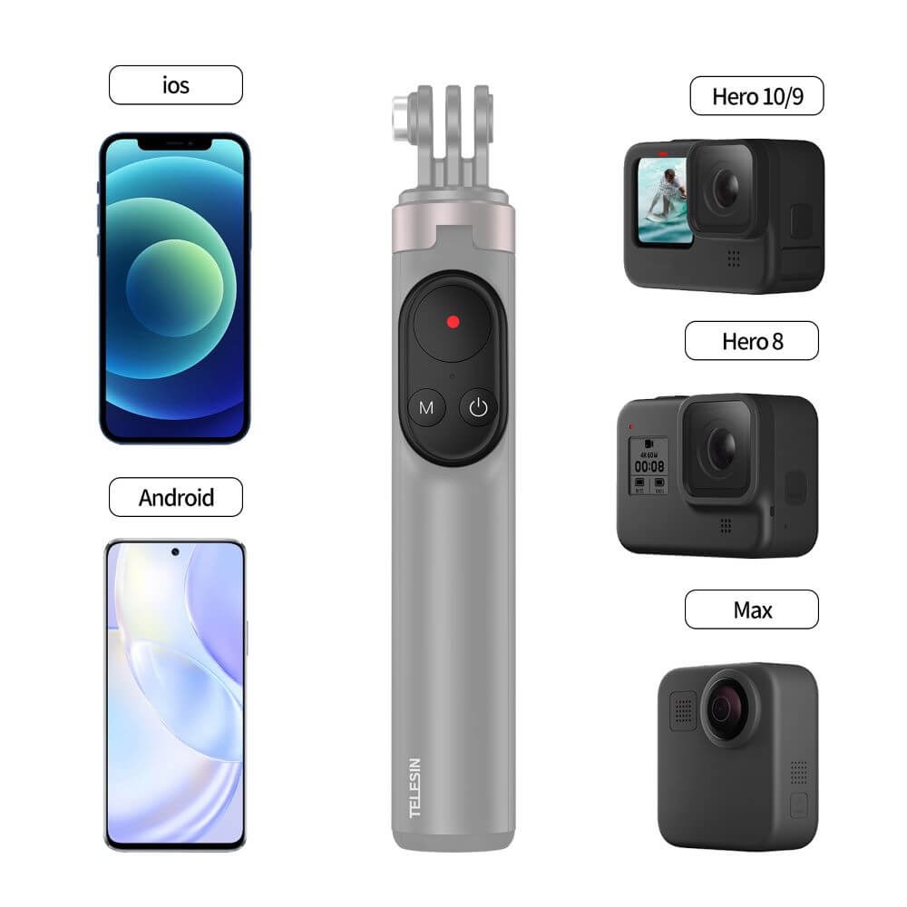 Bastão e Tripé para Celular e GoPro com Controle Disparador - Telesin