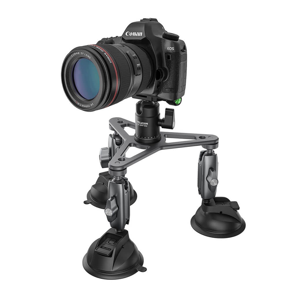 Suporte Ventosa Tripla para GoPro e Câmeras Similares - Telesin