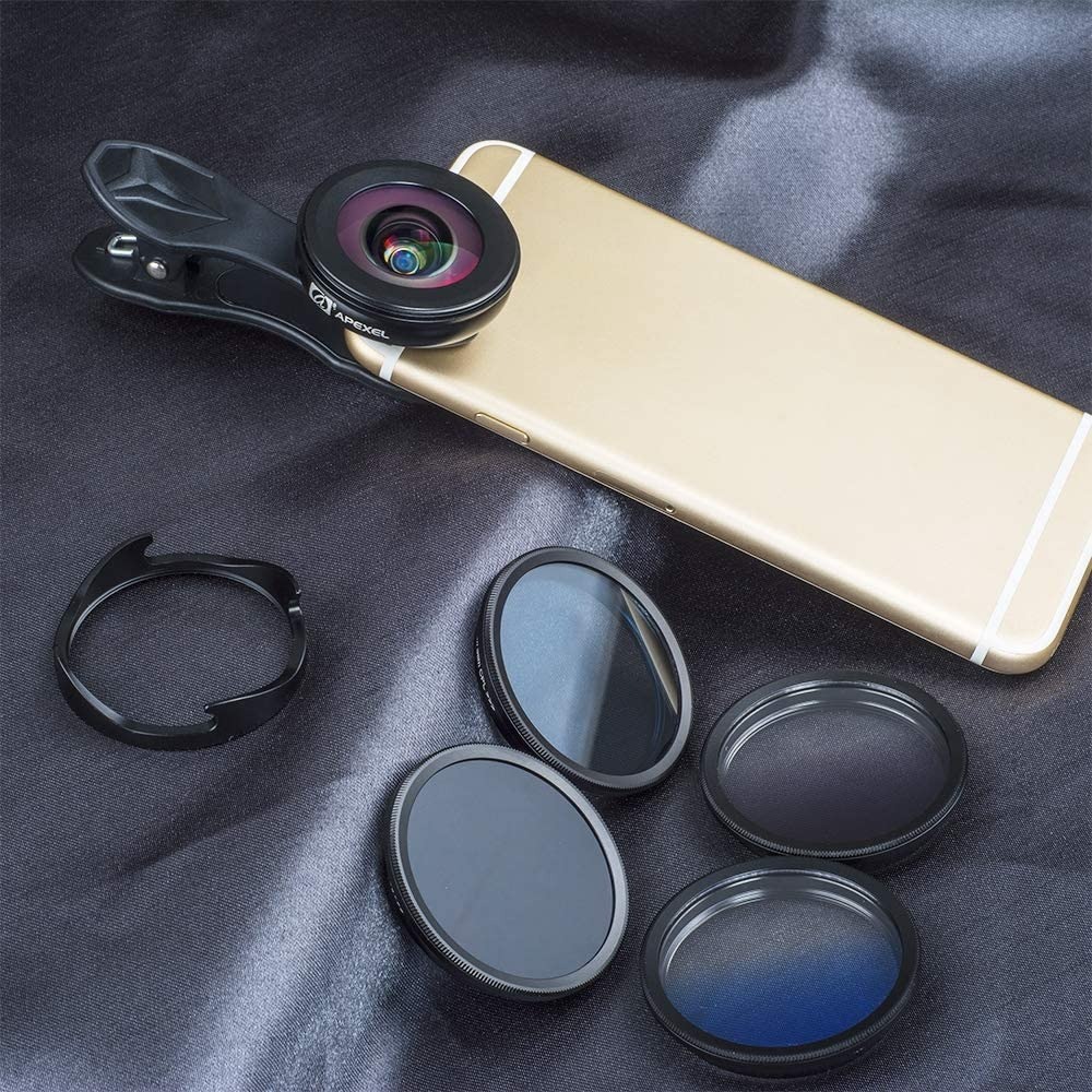 Kit Lente Grande Angular + Lente Macro + Filtros para Celular Apexel