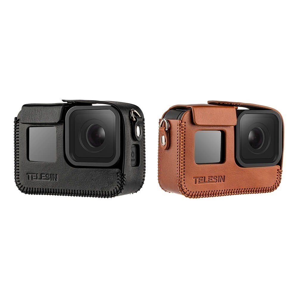 Case GoPro Hero 8 Black em Couro Sintético com Cordão Pescoço Telesin