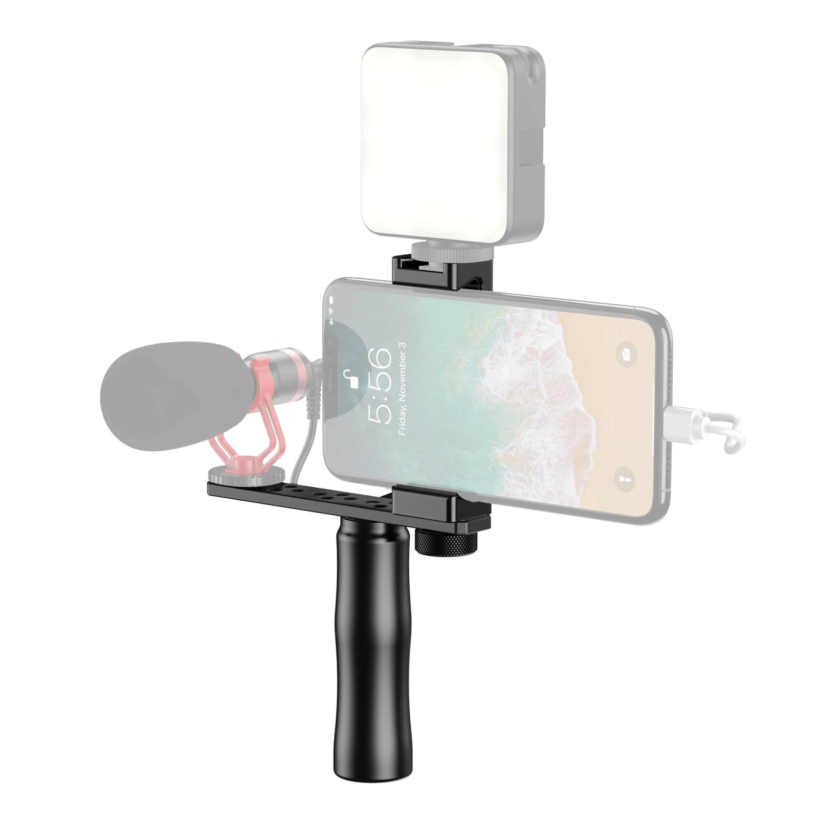 Kit Vlog para Celular (Bastão + Suporte + Placa de Montagem) - Apexel