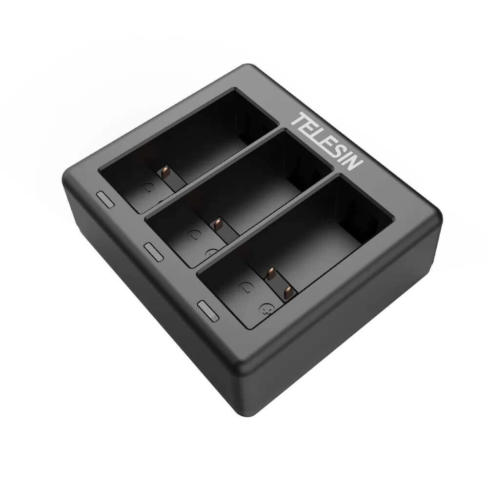 Carregador Triplo + 2 Baterias GoPro Hero 12/11/10/9 Black - Telesin