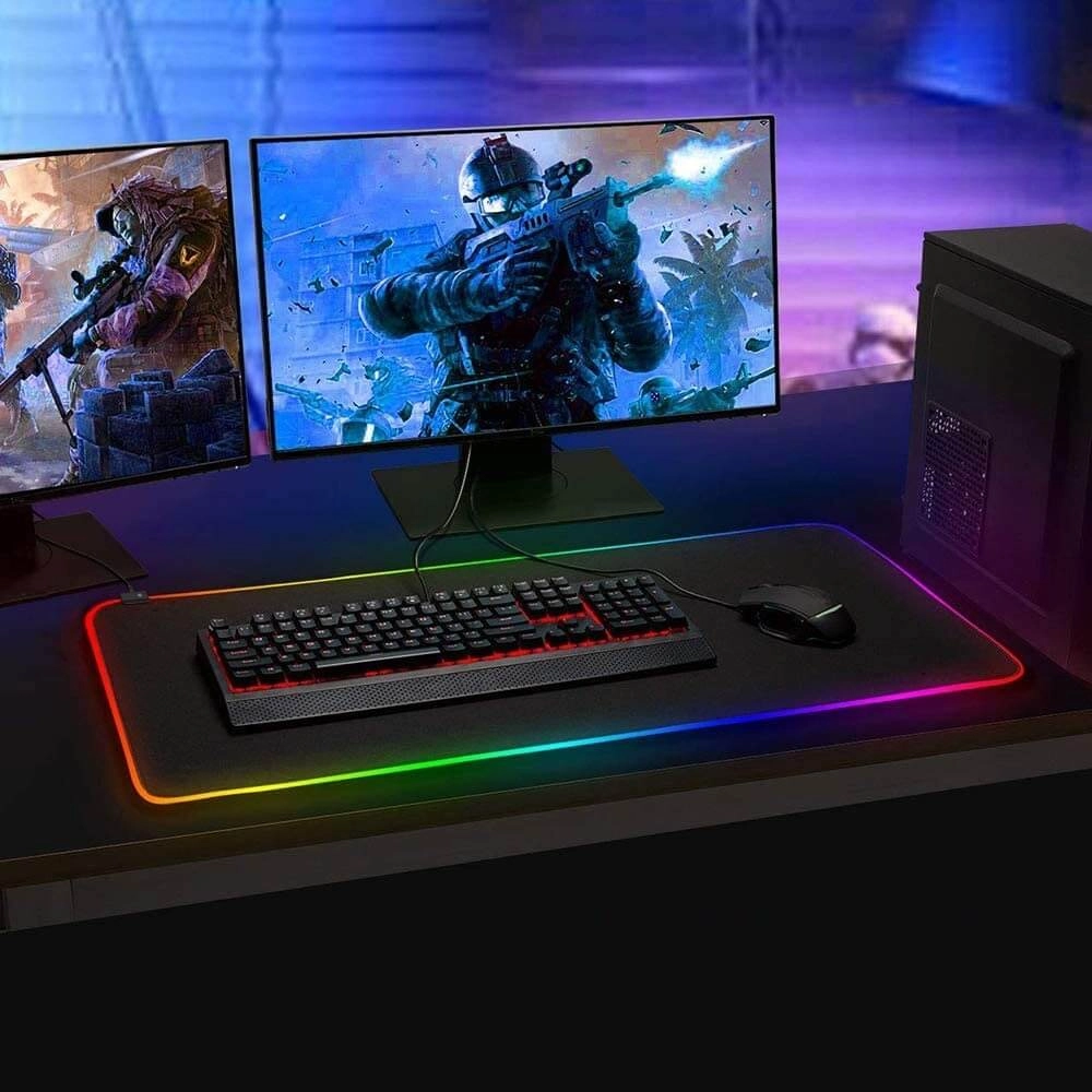 Mousepad Gamer com Borda Led RGB Tamanho Extra Grande (30 x 80cm)