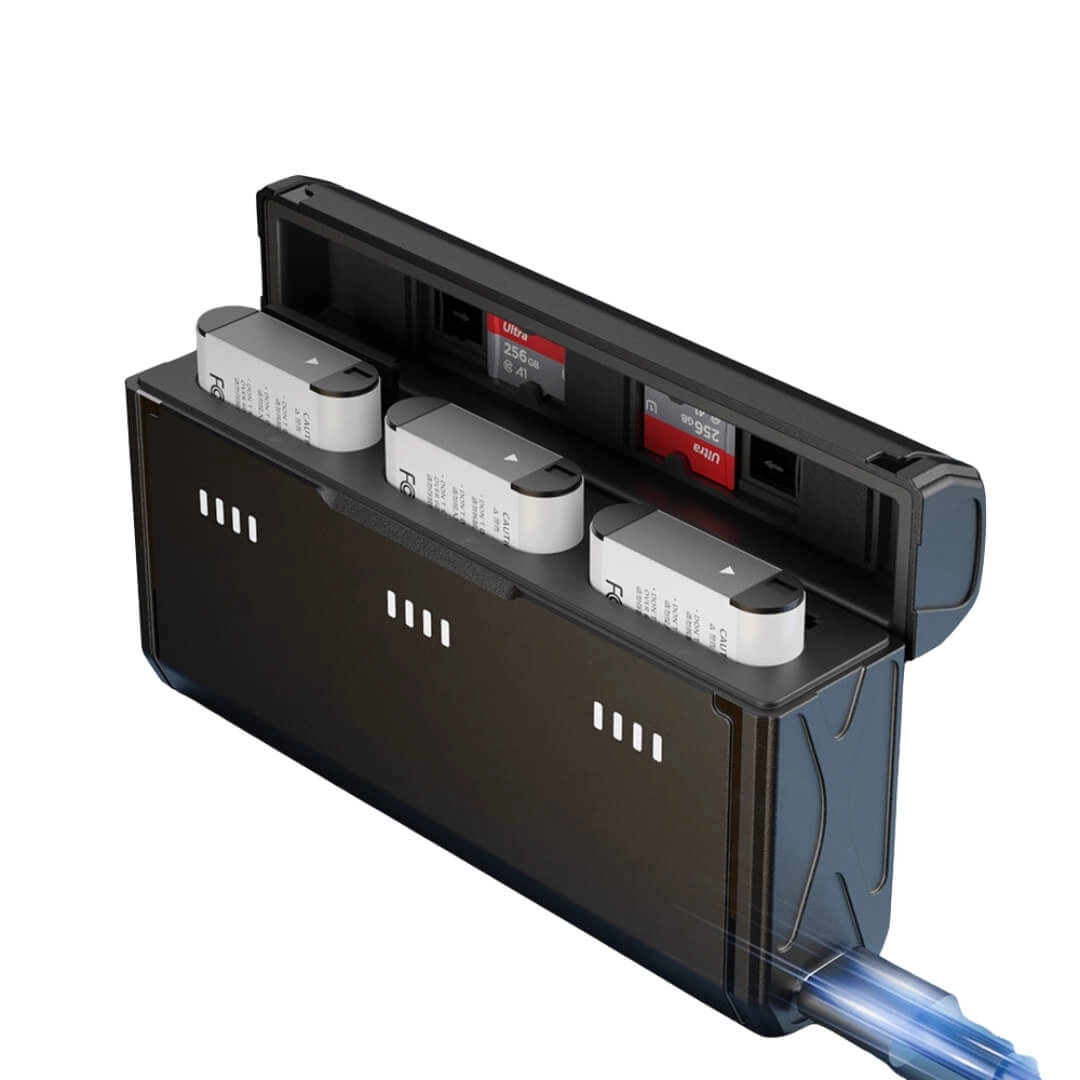 Carregador Triplo para Baterias Sony NP-BX1 - Telesin Carregador Triplo para Baterias Sony NP-BX1 - Telesin