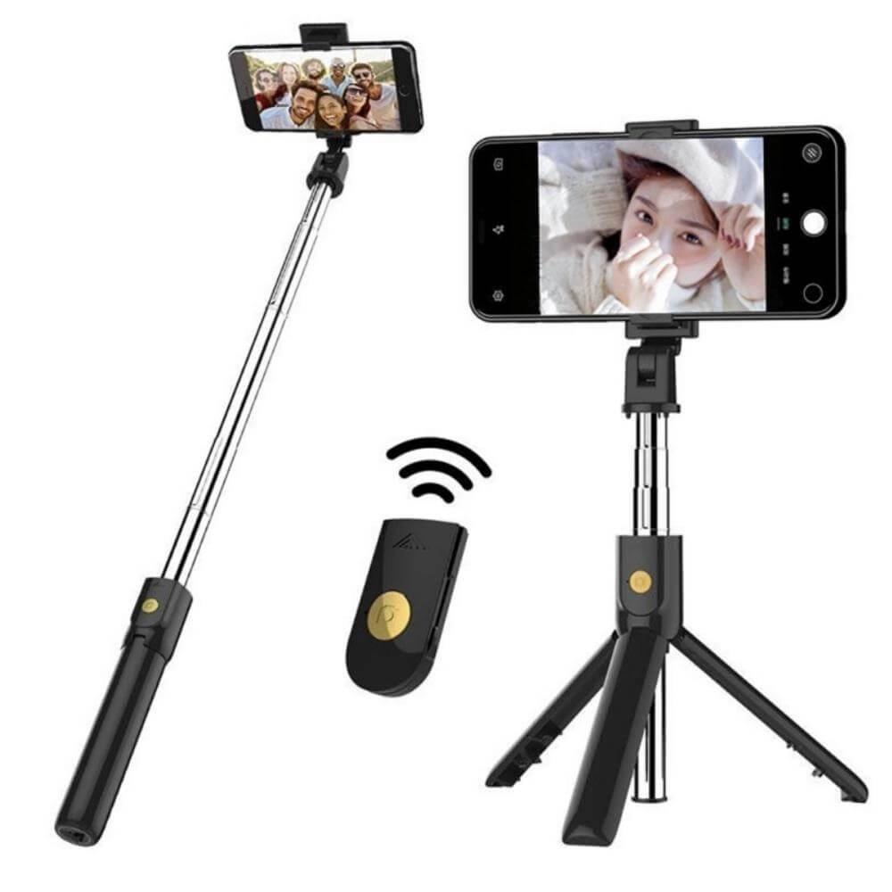 Bastão de Selfie com Tripé para Celular com Controle Disparador