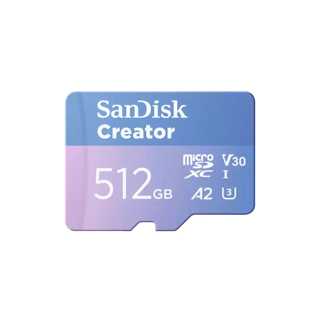 Cartão de Memória 512GB SanDisk Creator MicroSDXC 190MB/s UHS-I V30 U3 A2