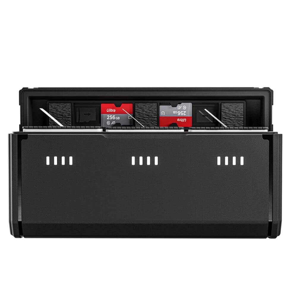 Carregador Triplo Multifuncional para GoPro Hero 12 / 11 / 10 / 9 Black - Telesin