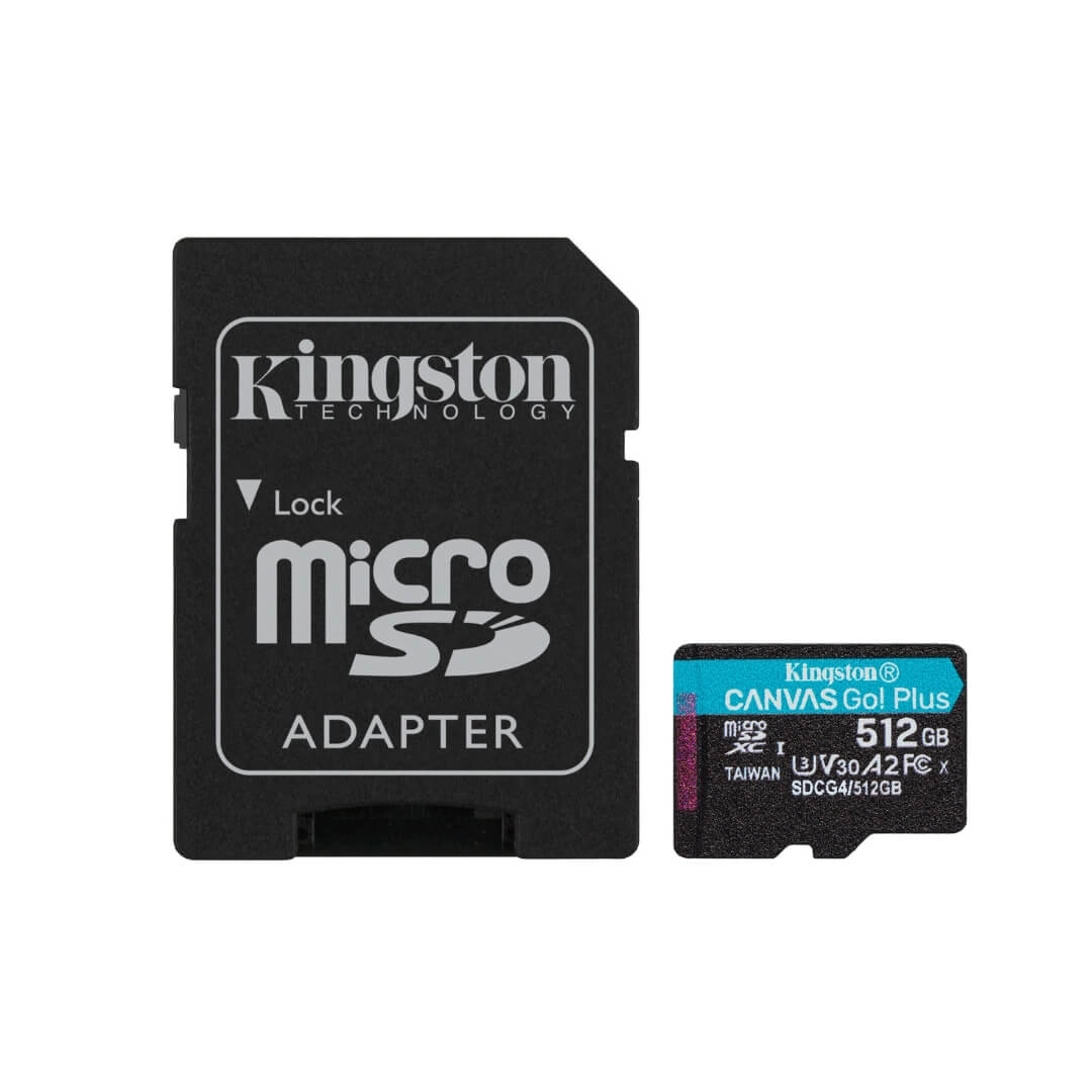 Cartão MicroSDXC 512GB Kingston Canvas Go! Plus UHS-I U3 V30 A2 200mb/s