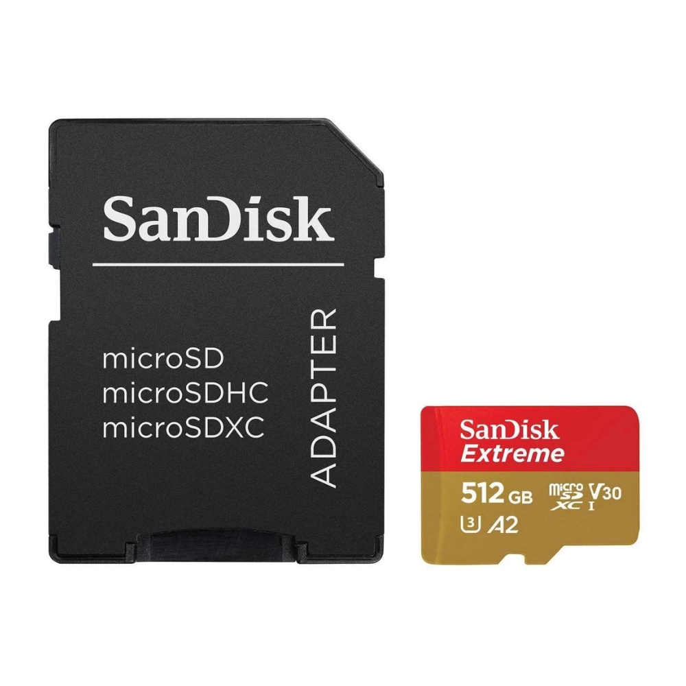 Cartão de Memória 512GB SanDisk Extreme MicroSDXC 190MB/s UHS-I V30 U3 A2