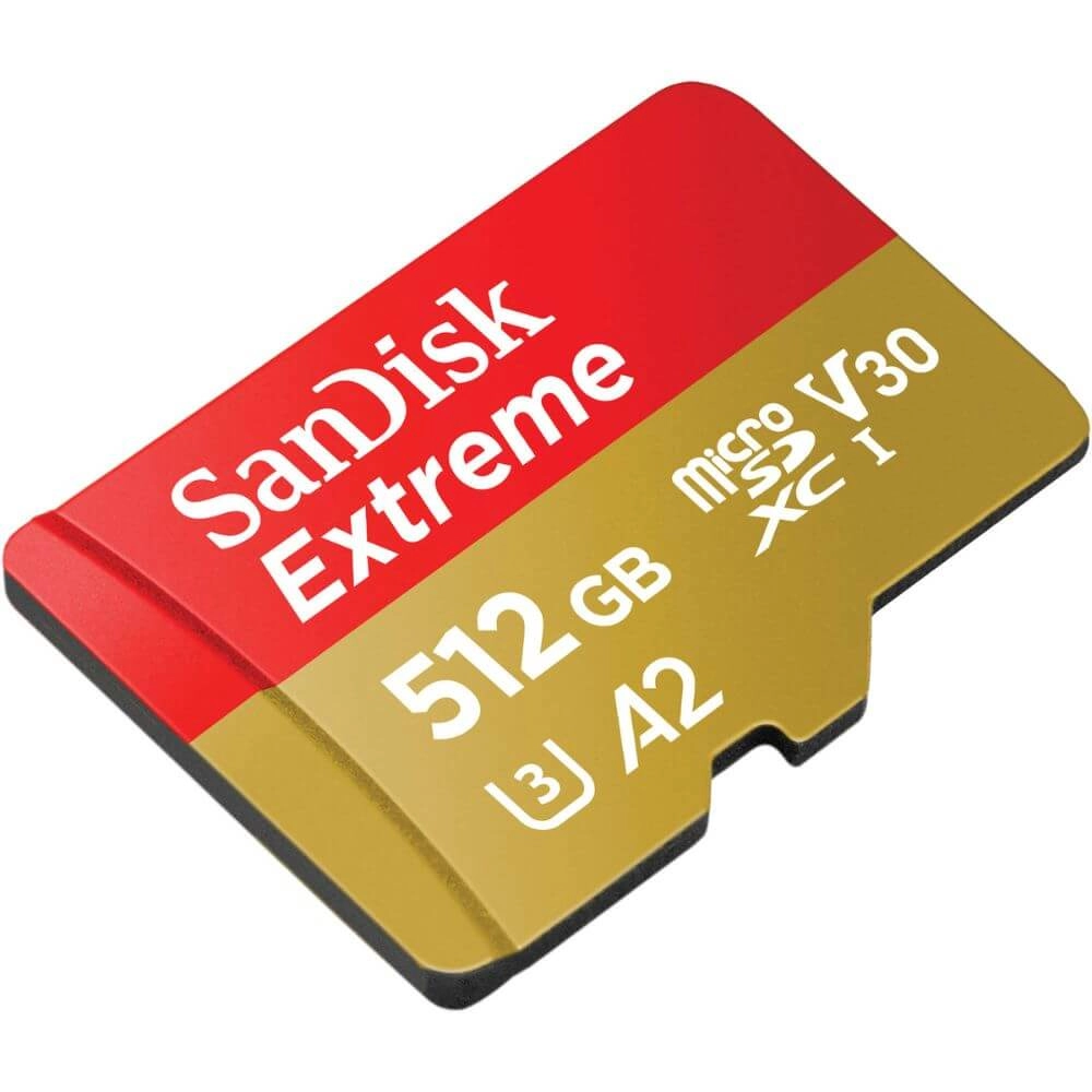 Cartão de Memória 512GB SanDisk Extreme MicroSDXC 190MB/s UHS-I V30 U3 A2