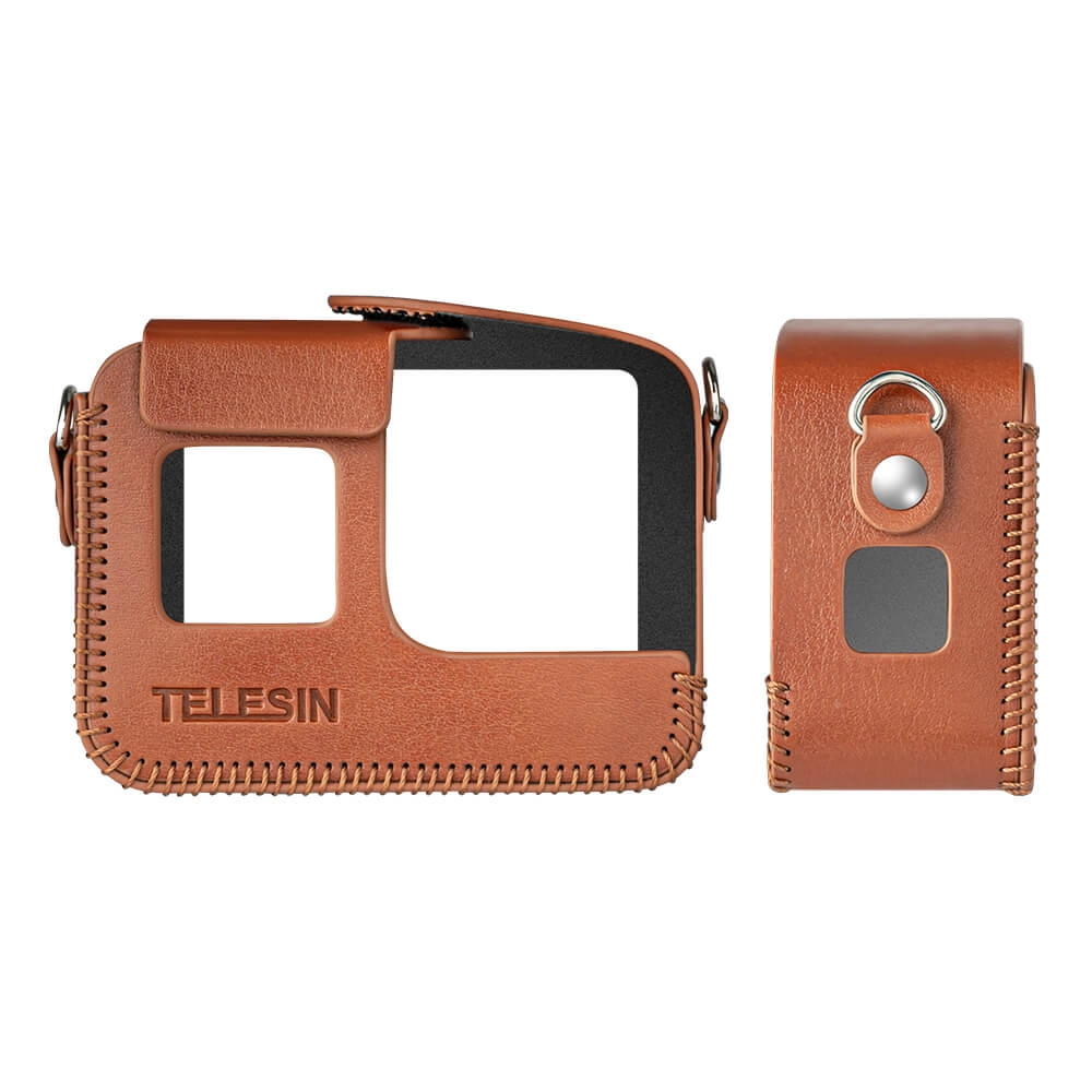 Case GoPro Hero 8 Black em Couro Sintético com Cordão Pescoço Telesin