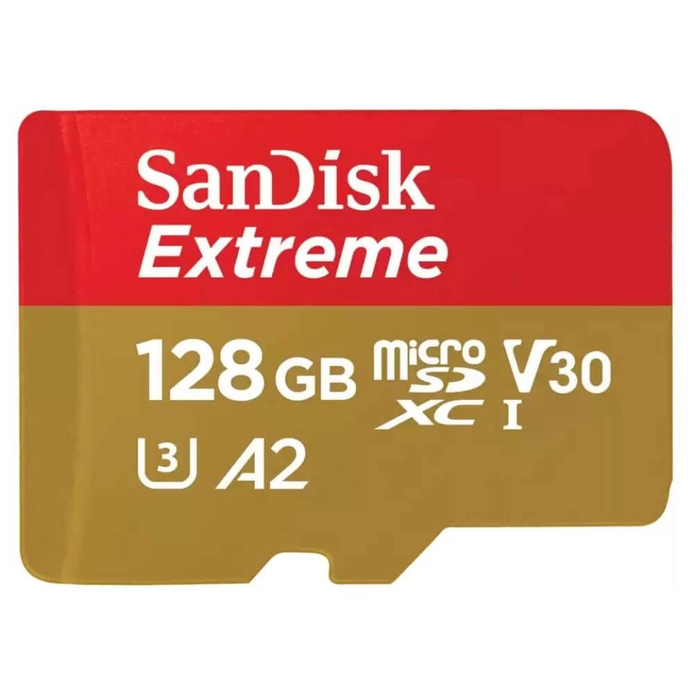 Cartão de Memória 128GB SanDisk Extreme MicroSDXC 190MB/s UHS-I V30 U3 A2