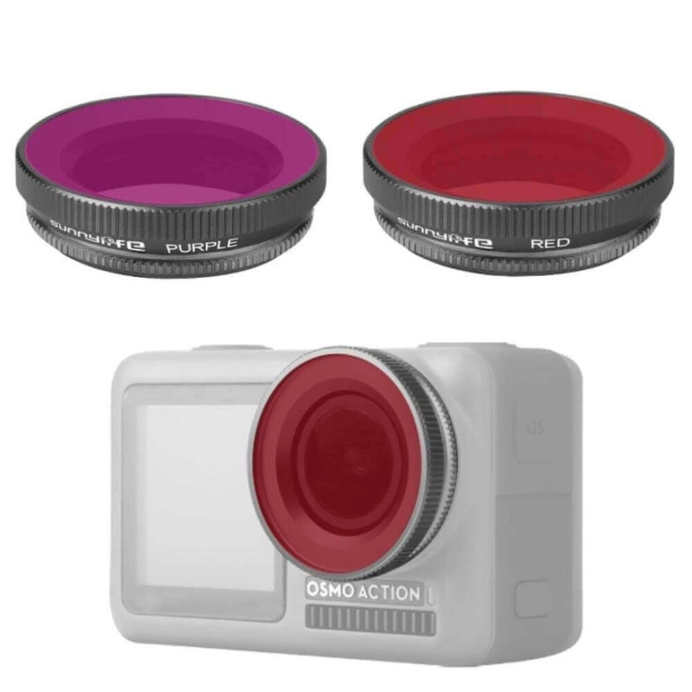 Filtros de Mergulho para DJI Osmo Action (1ª Versão) - Sunnylife (Vermelho + Magenta)