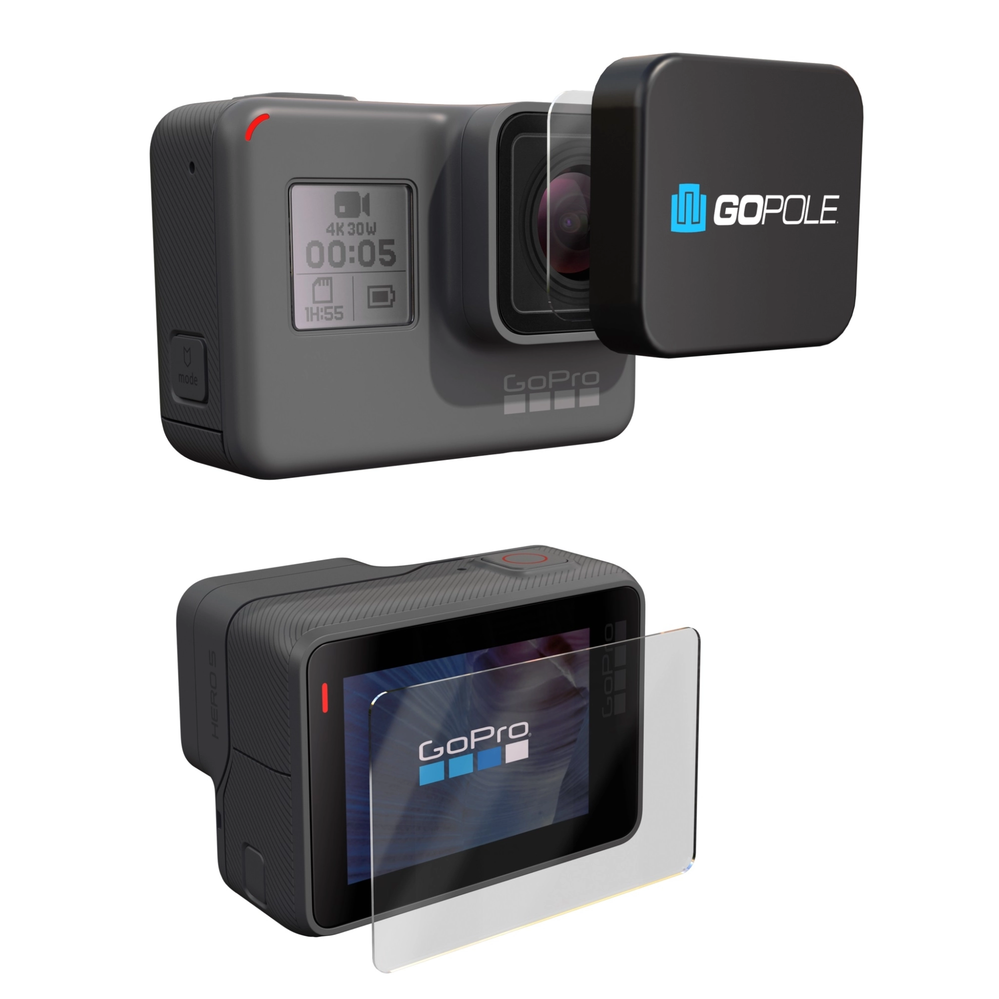 Protetor de Lente + Película Vidro para GoPro Hero 5 6 7 Black - GoPole