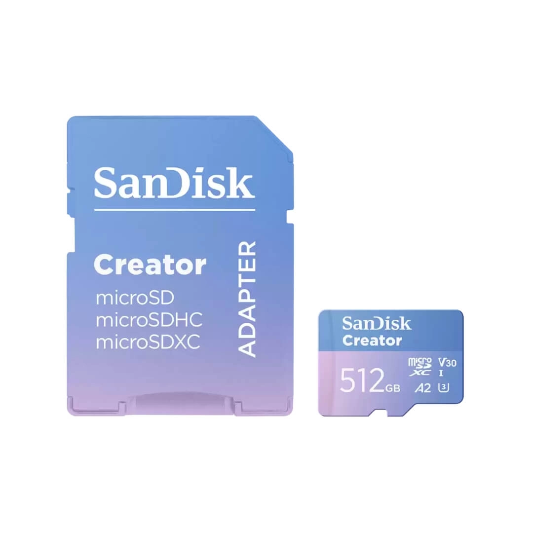 Cartão de Memória 512GB SanDisk Creator MicroSDXC 190MB/s UHS-I V30 U3 A2