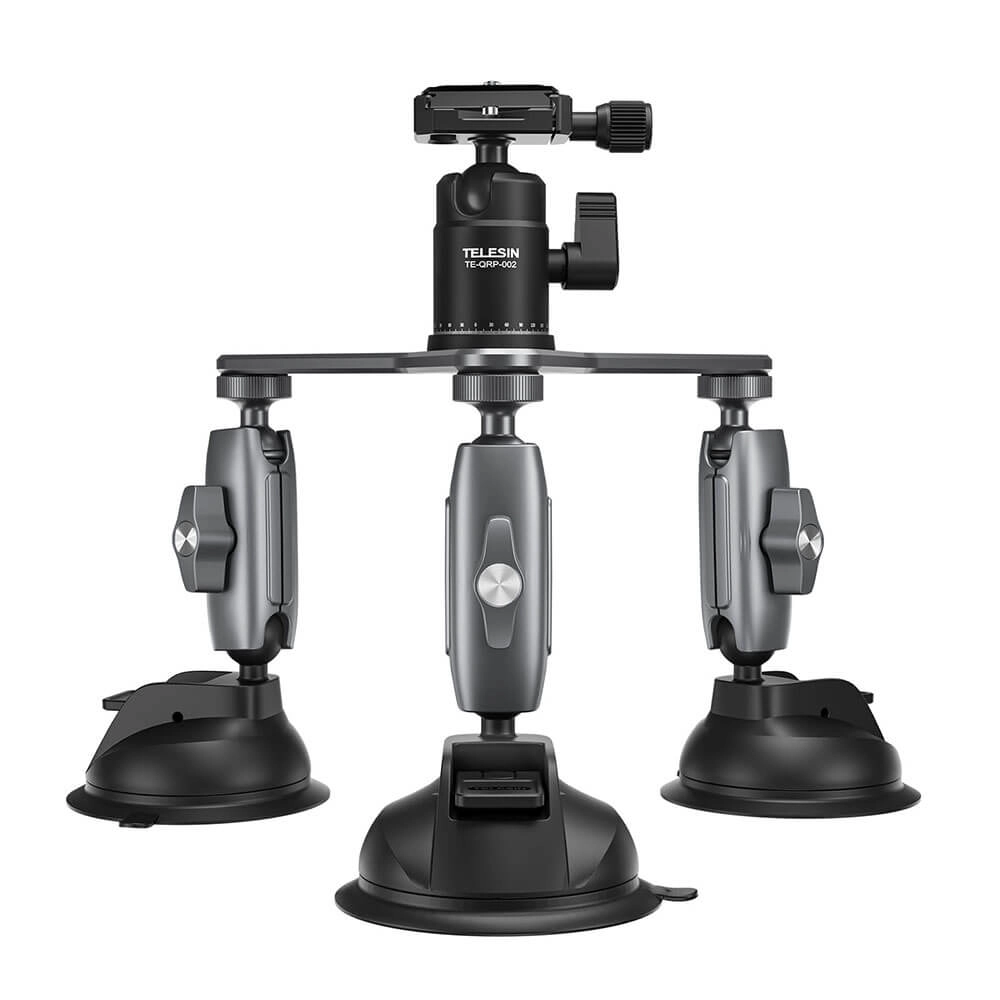 Suporte Ventosa Tripla para GoPro e Câmeras Similares - Telesin