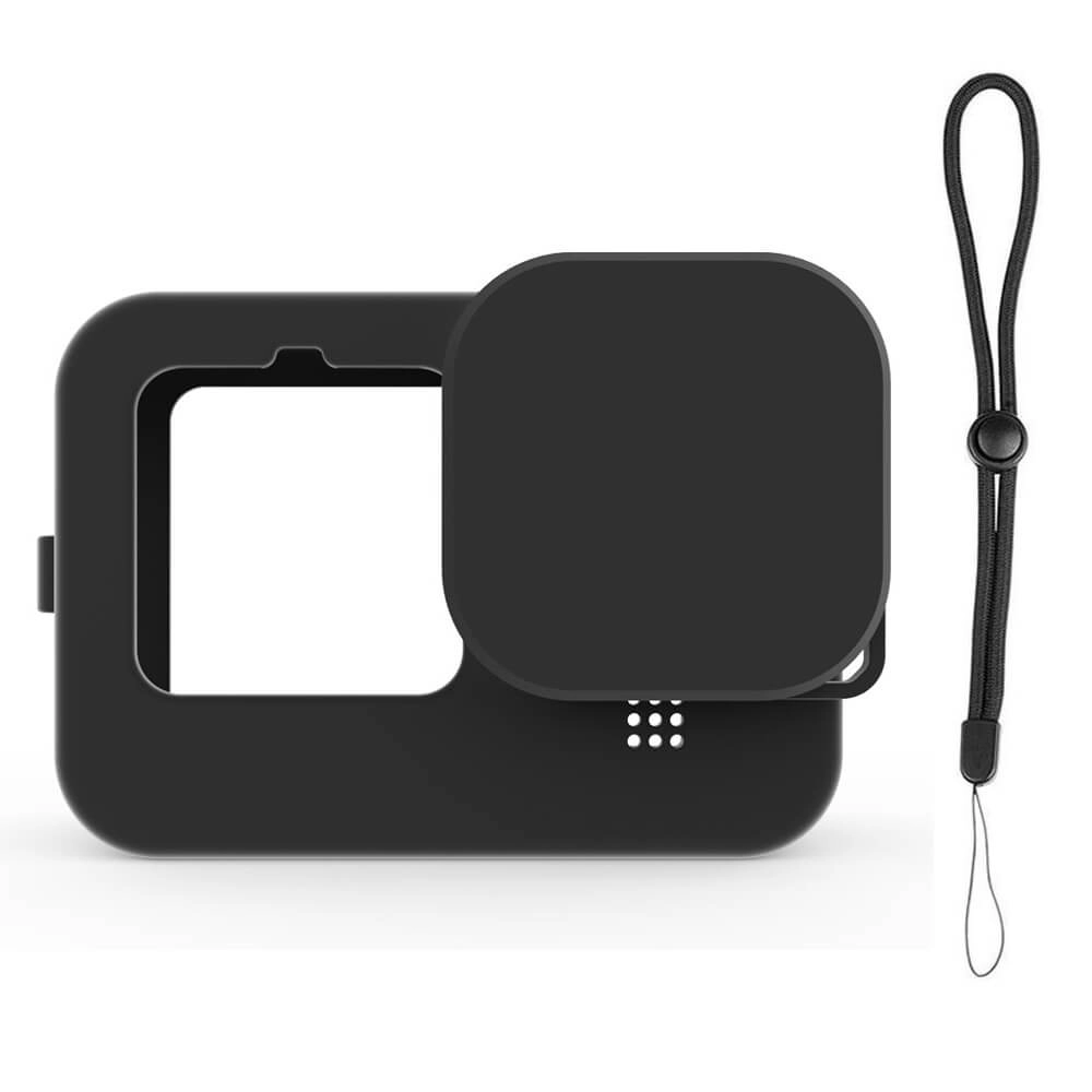 Capa de Silicone GoPro Hero 12 / 11 / 10 / 9 Black + Tampa para Lente + Cordão