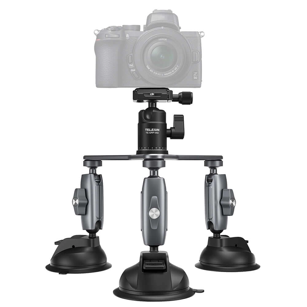 Suporte Ventosa Tripla para GoPro e Câmeras Similares - Telesin