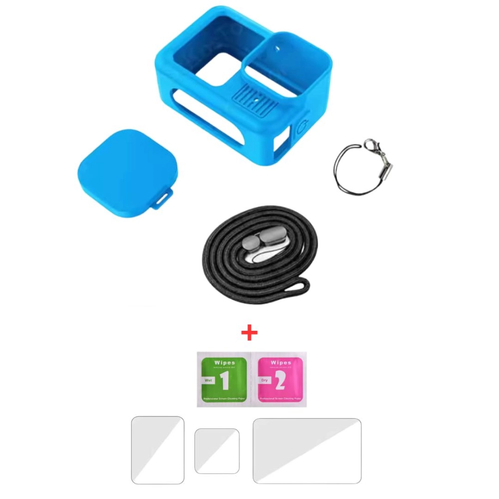 Capa de Silicone para GoPro Hero 13 + Tampa para Lente + Películas Cor: Azul Capa de Silicone para GoPro Hero 13 + Tampa para Lente + Películas Cor: Azul