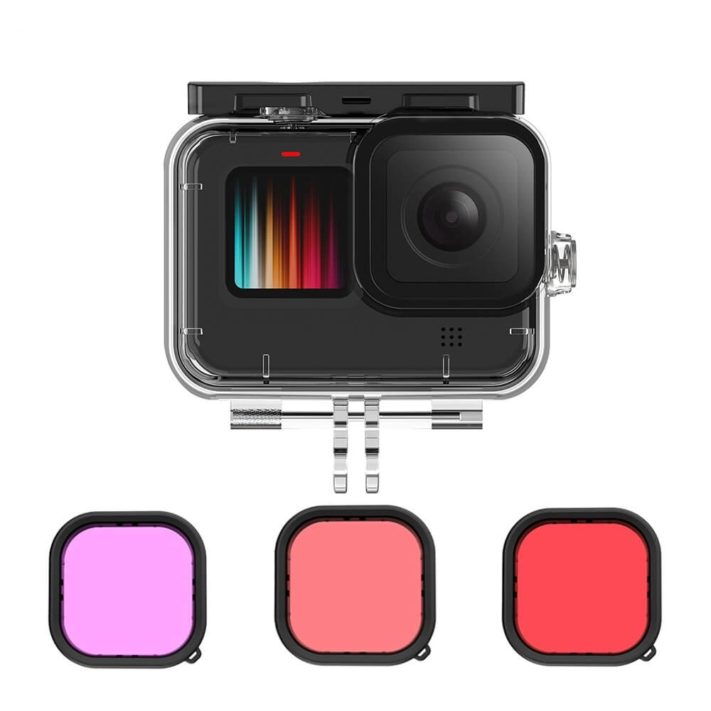 Kit Mergulho GoPro Hero 13 / 12 / 11 / 10 / 9 Black - Caixa Estanque + Filtros - Telesin