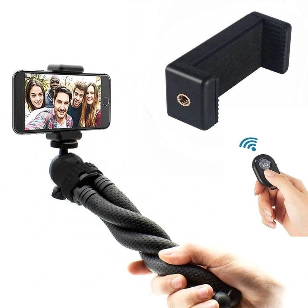 Tripé Articulado para Celular e Câmeras com Controle Disparador Bluetooth
