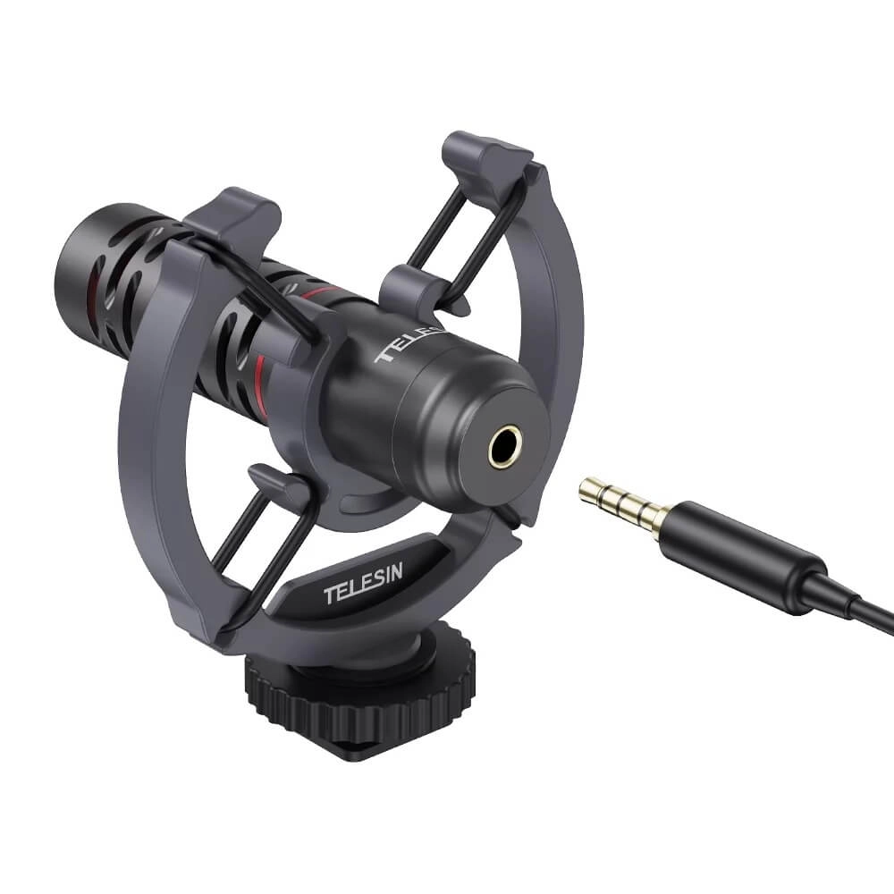Microfone Externo Shotgun para Câmeras e Celulares - Telesin