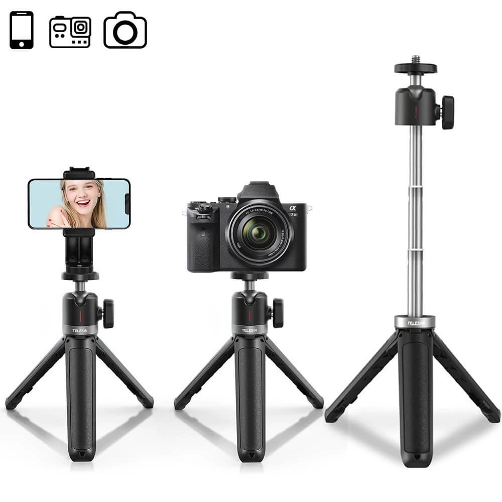 Mini Tripé e Bastão para Câmeras DSLR / Celular - Telesin