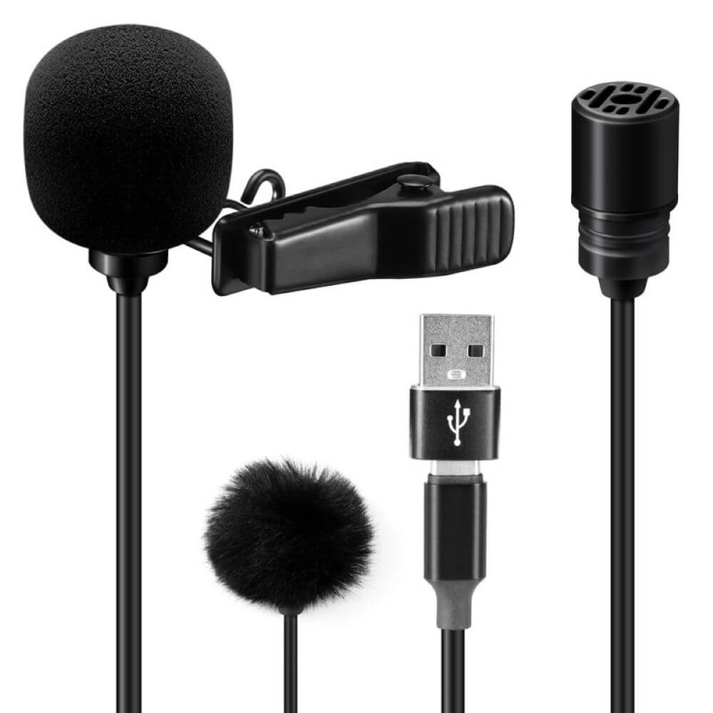 Microfone de Lapela para Celular e Tablet com Entrada USB-C - Sairen S-Lav L2