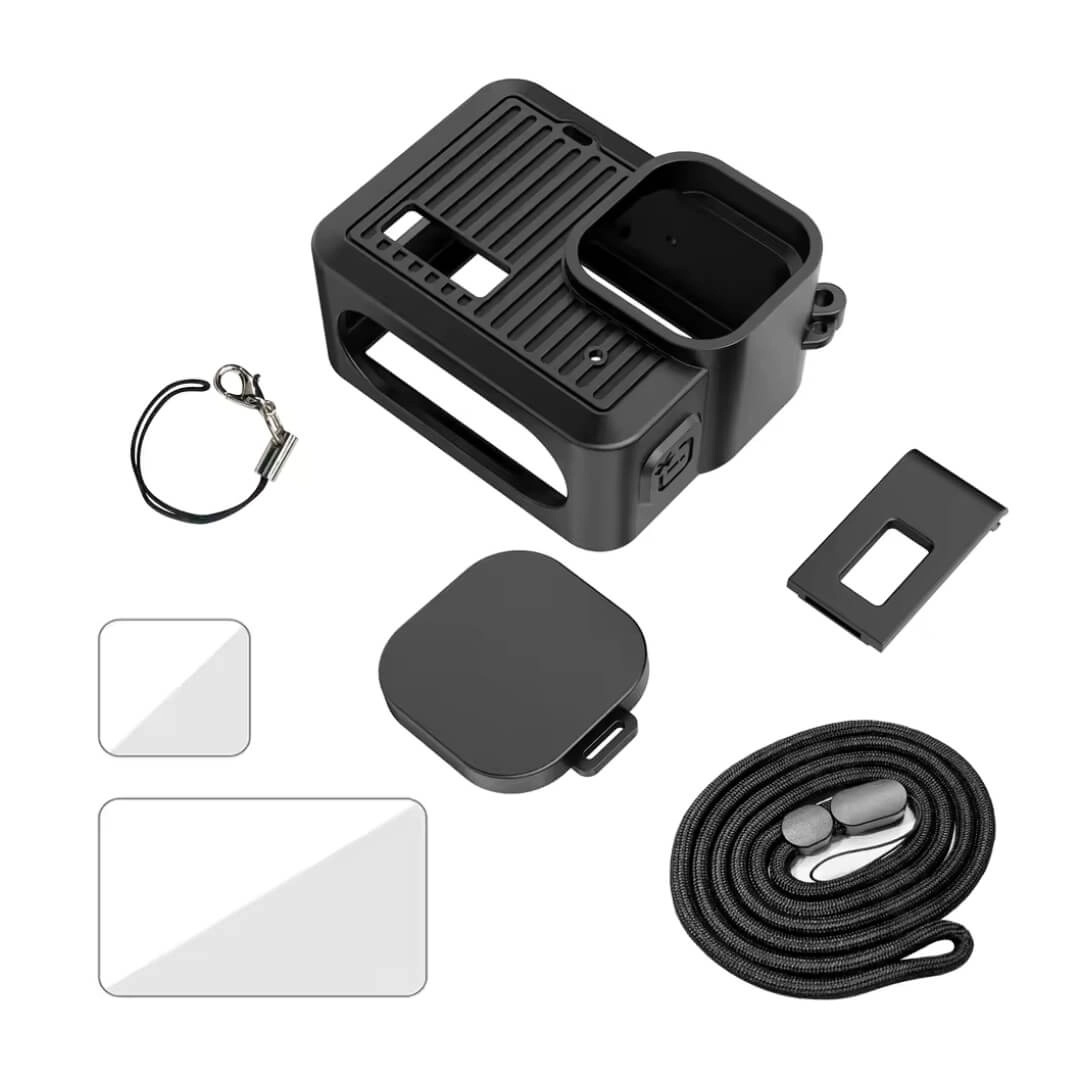 Kit de Proteção GoPro Hero 4k (2024) - Case de Silicone + Porta lateral + Película