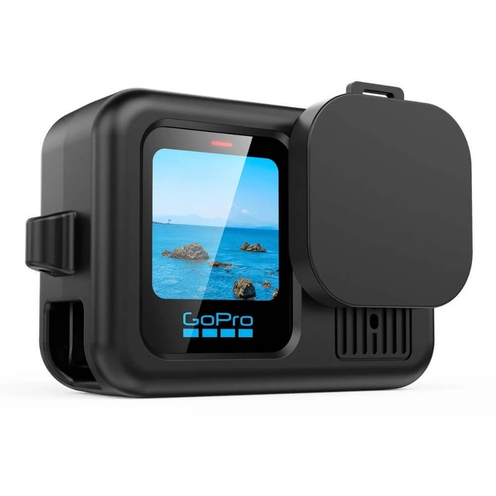Capa de Silicone para GoPro Hero 13 + Tampa para Lente + Películas Cor: Preto