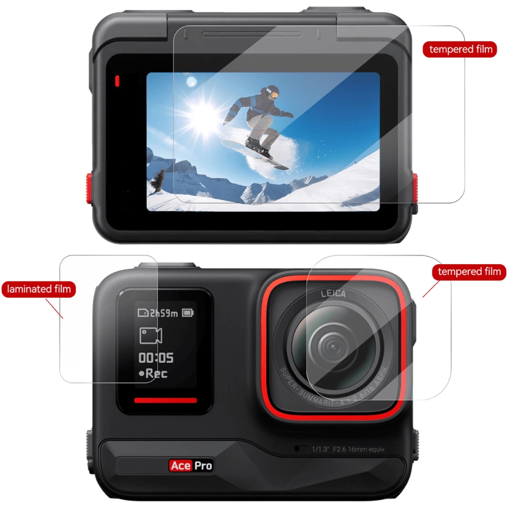 Película de Proteção para Insta360 Ace PRO em Vidro Temperado - Telesin Película de Proteção para Insta360 Ace PRO em Vidro Temperado - Telesin